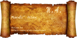 Manó Alex névjegykártya
